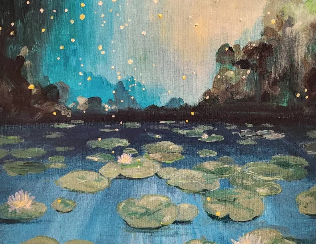 Fireflies on the Lily Pond