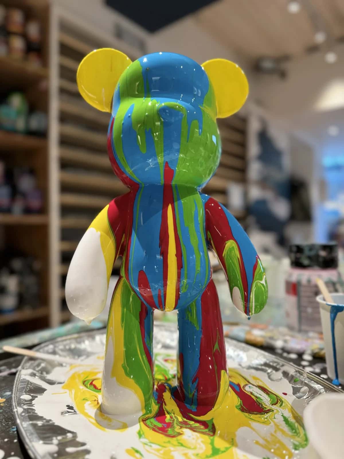 Bear Figure Paint Pouring Fluid Art