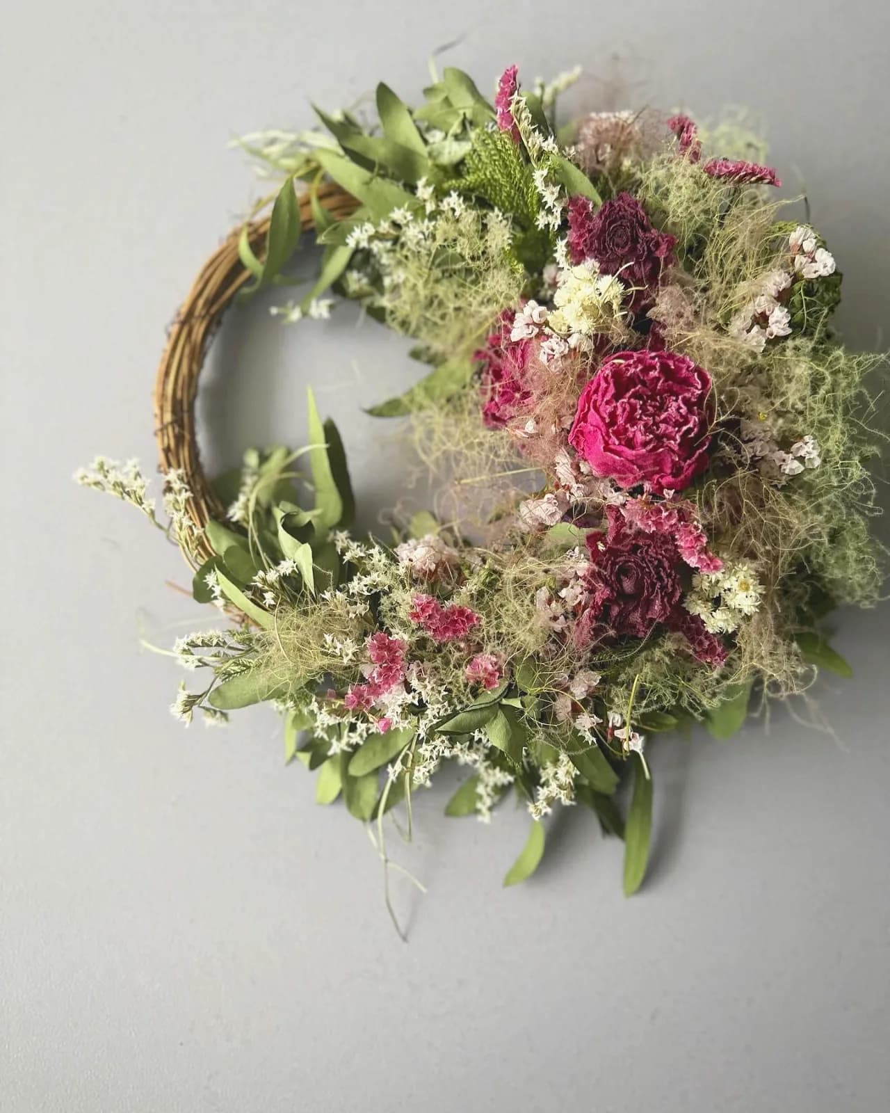 Flower Arrangement: Botanical Wreath with Smoketree and Peonies