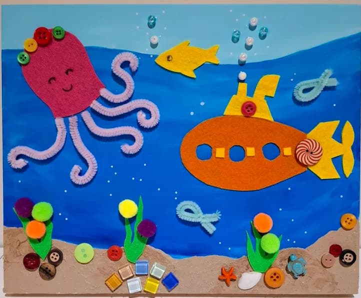 キッズ: ミクストメディアによる海の風景