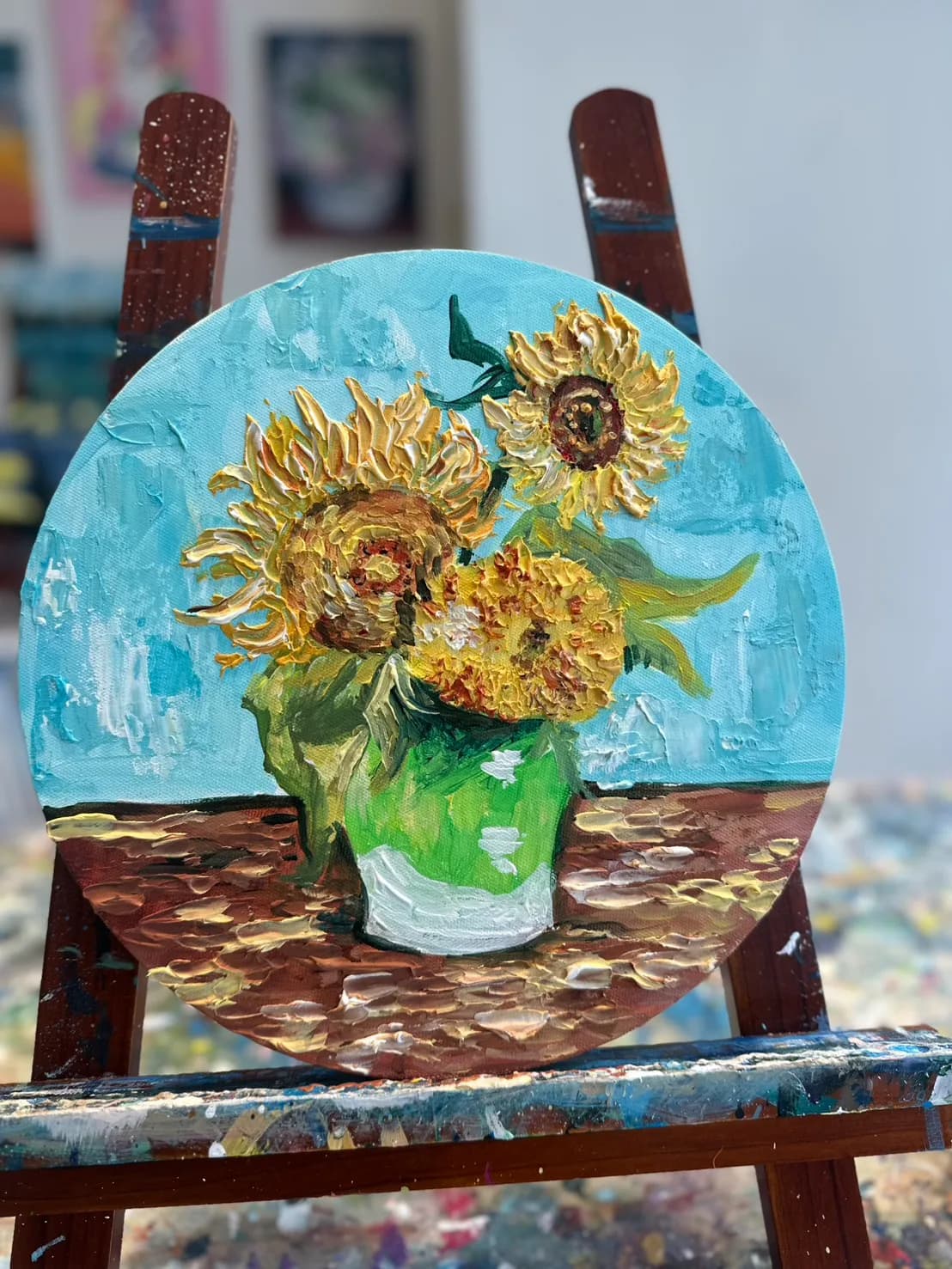 Textured Van Gogh Sunflowers
