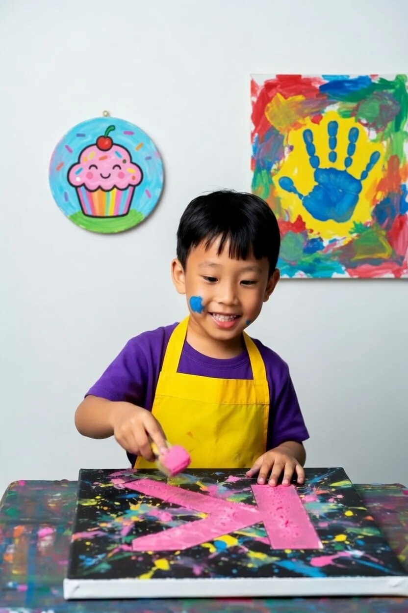 Kids: Splash Paint Letter Art 4