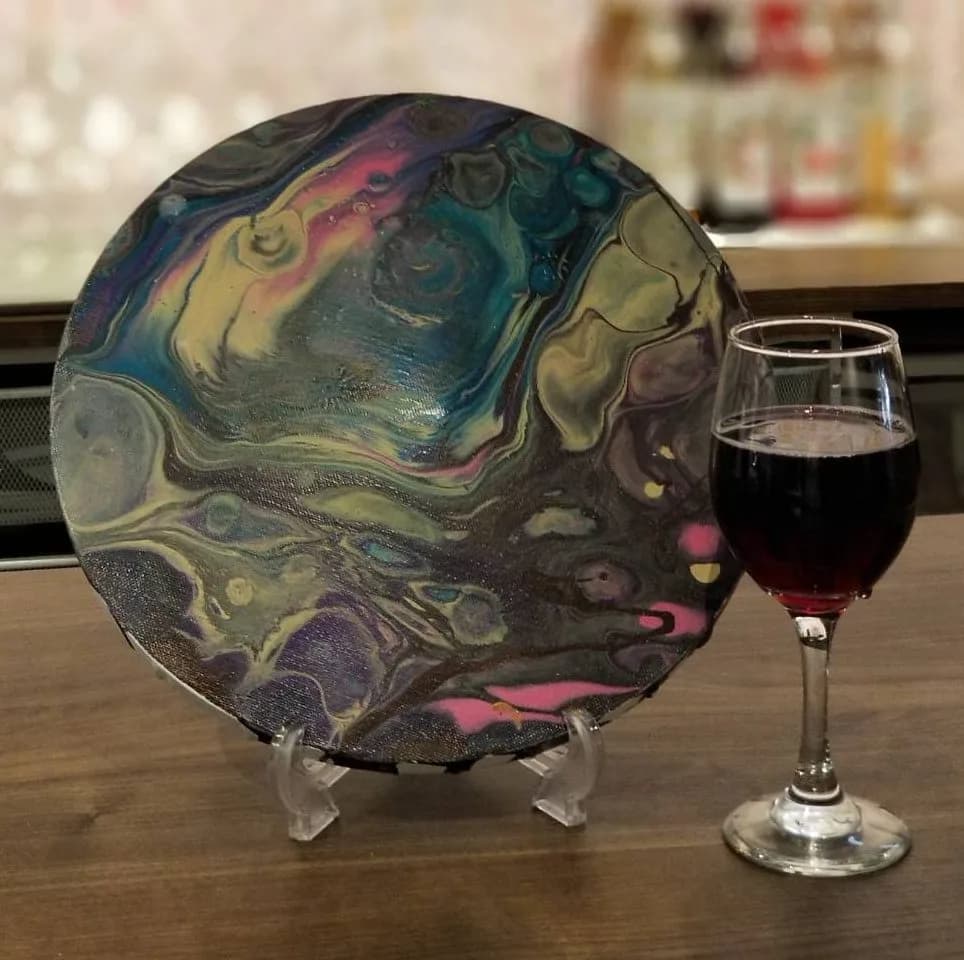 S Round Paint Pouring Fluid Art
